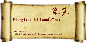 Mirgics Filoména névjegykártya